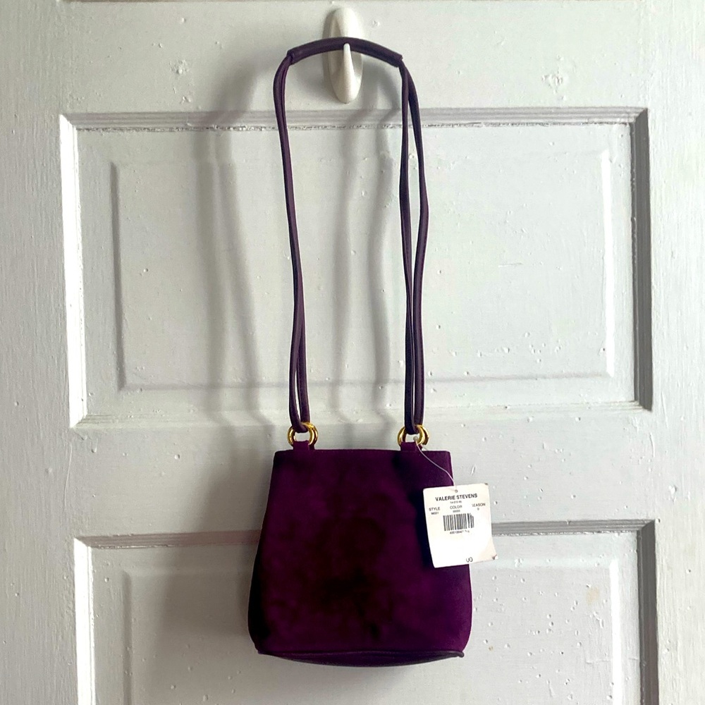Vintage NWT Valerie Stevens Purple Suede Shoulder Bag